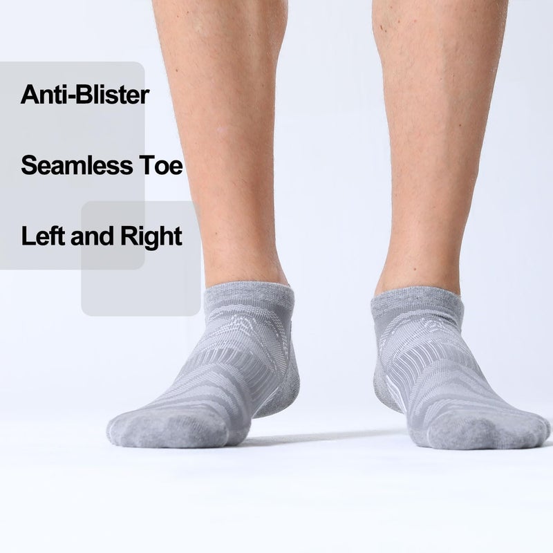 FITRELL 6 Pack Men's Ankle Running Socks Low Cut Cushioned Athletic Sports Tab Gift for Men, Shoe Size 12-15, Light Gray+White - Image 4